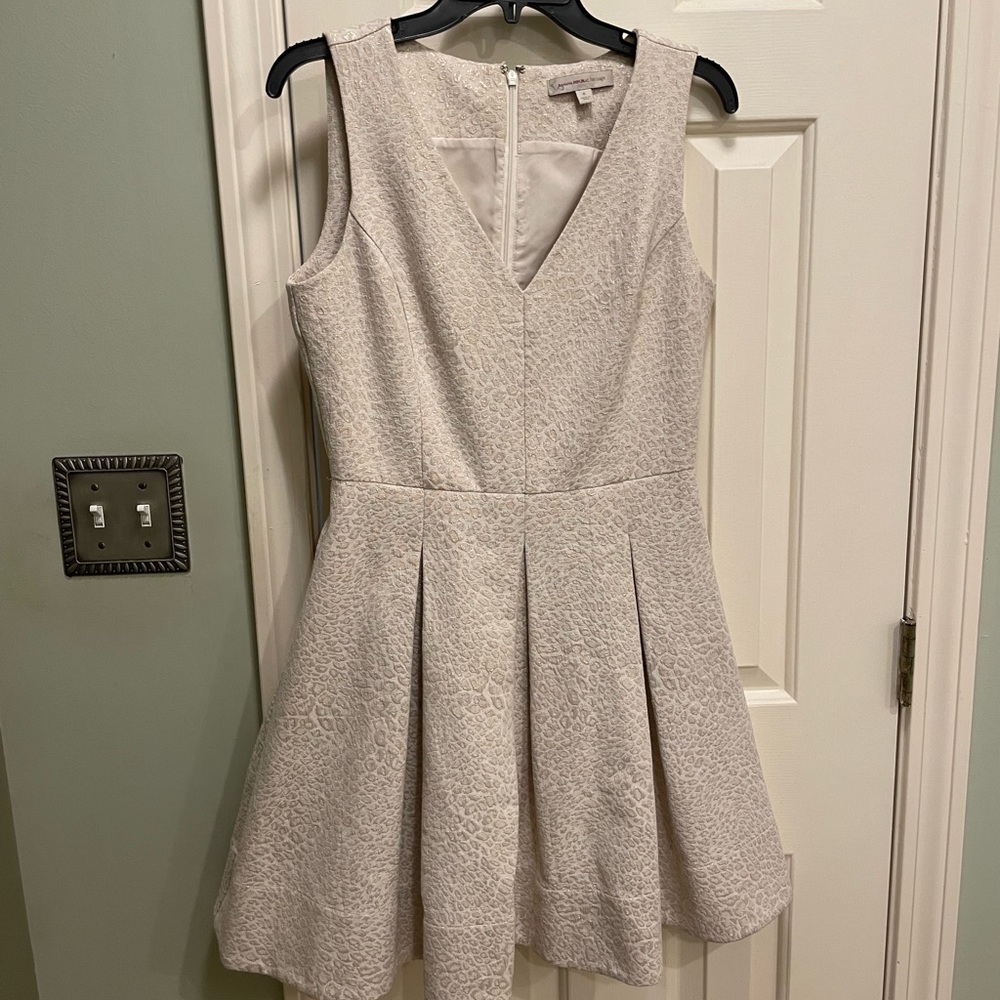 Banana Republic Heritage 6 light gold champagne fit and fare dress has pockets